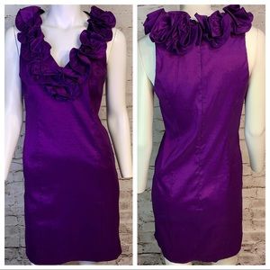 S.L. Fashions Size 12 Purple Ruffle Cocktail Dress
